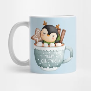 Cute Christmas Penguin in a Teacup Mug